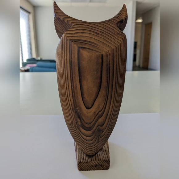 RARE VTG OTAGIRI JAPAN WOODEN OWL WITH GLASS EYES - Picture 2 of 11